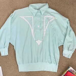 Vintage Mint Green Collared Blouse